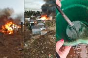 (Video) Incendio en cadena consume varias viviendas en el Barrio 2 de Abril