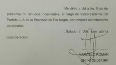 Terremoto en LLA Río Negro: Román se va por las acusaciones de narcotráfico contra Villaverde