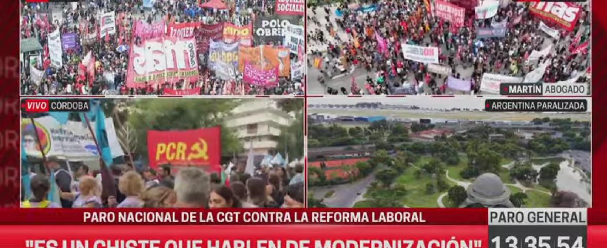 El Congreso debate la reforma laboral en medio de un paro nacional y movilizaciones en todo el país