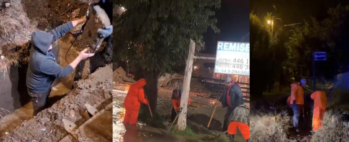 ​​​​​​​Lluvia récord en Bariloche: calles inundadas, cuadrillas en la calle y una noche sin tregua