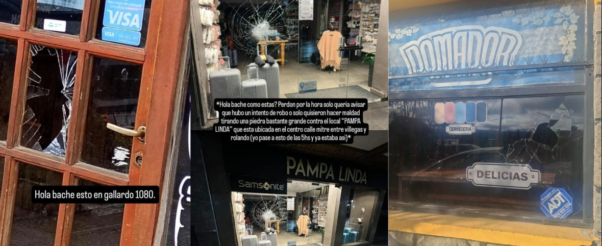 Comerciantes en alerta: rompieron vidrieras de varios locales en una sola noche