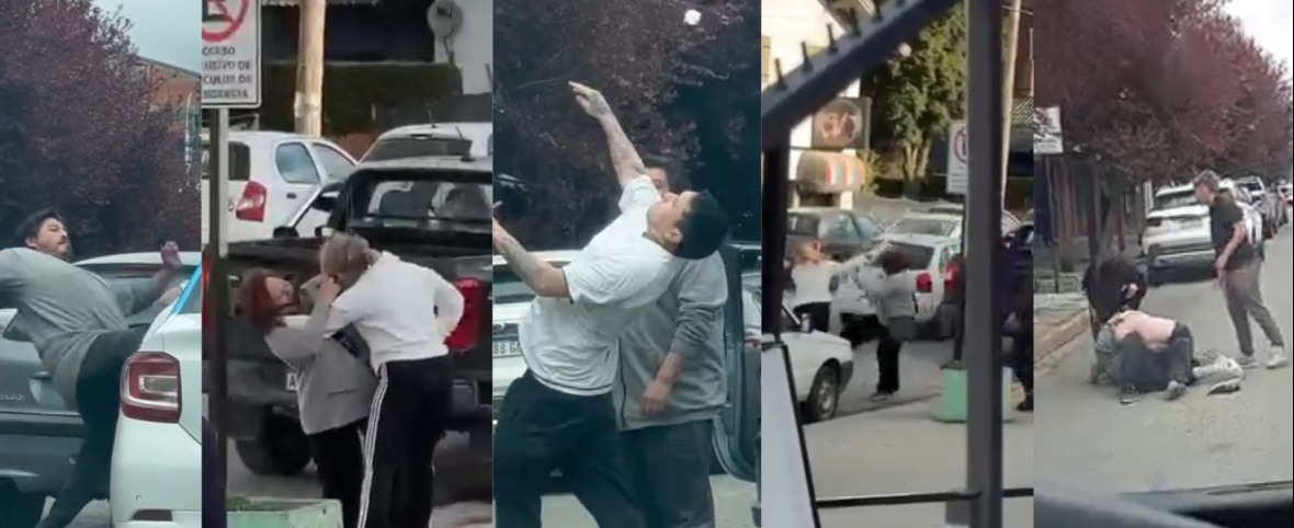 (Videos) ¿Y si bajamos un cambio? Las peleas en la vía pública se vuelven moneda corriente en Bariloche