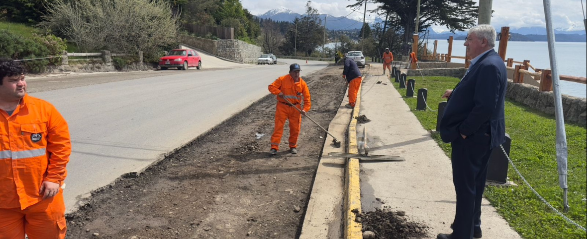 Bustillo, en obra: el hormigón llegó a los laterales de la avenida más transitada del Oeste de Bariloche