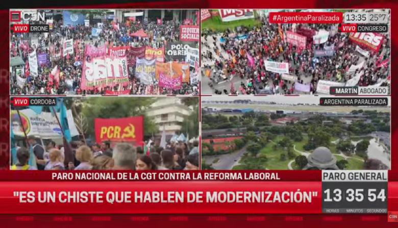 El Congreso debate la reforma laboral en medio de un paro nacional y movilizaciones en todo el país