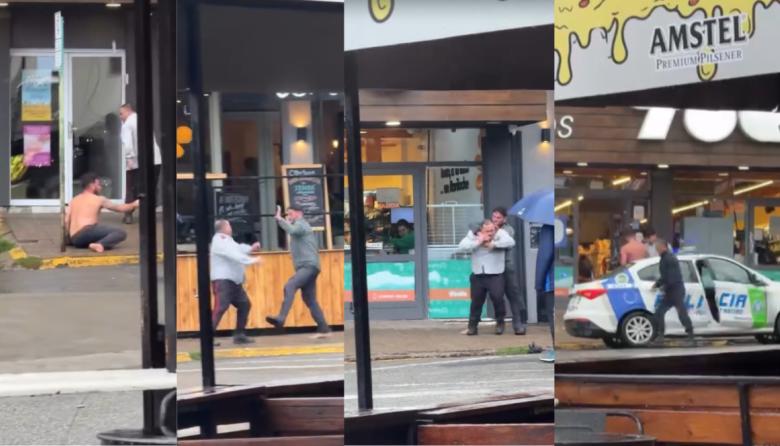 (Video) Un guardia de seguridad se enfrentó a golpes con un hombre que intentó robar en un supermercado