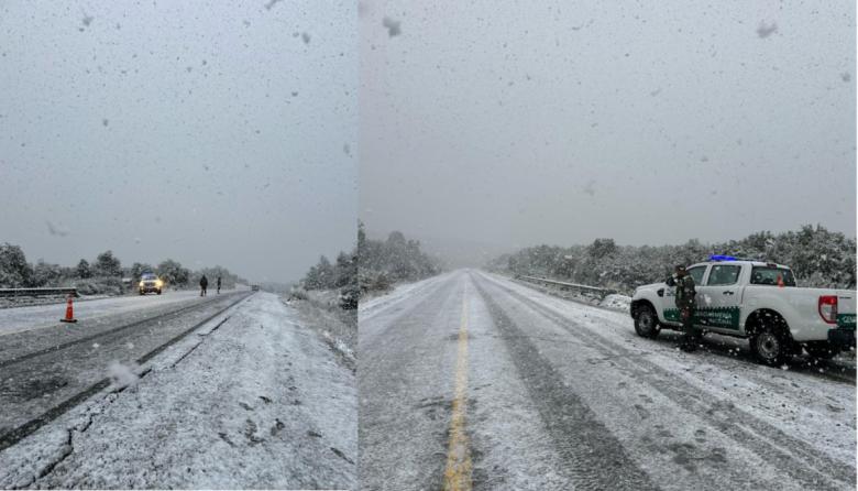 ​​​​​​​La Ruta Nacional 40 registró nevadas y baja adherencia en las zonas altas entre Bariloche y El Bolsón