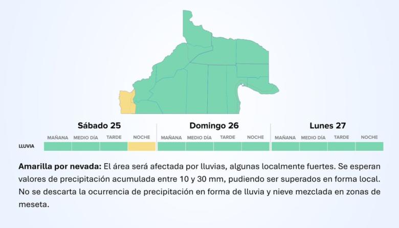 Alerta amarilla por nevadas en Bariloche y la cordillera: temperaturas bajo cero y nieve desde este sábado