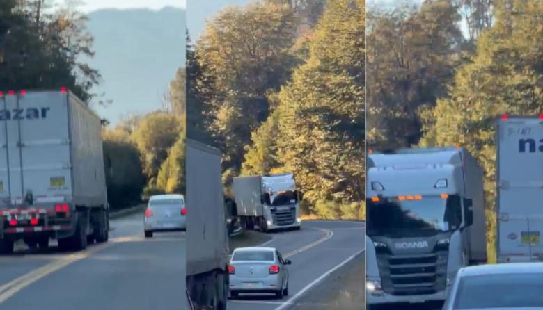 Un camión chileno, realizó maniobras peligrosas y casi los mata a todos