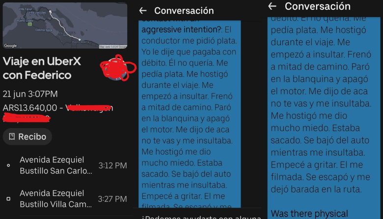 "De acá no te vas": el calvario de una turista atrapada en un Uber en plena Avenida Bustillo