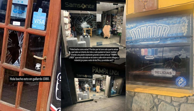 Comerciantes en alerta: rompieron vidrieras de varios locales en una sola noche
