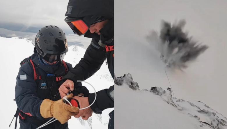Pisteros de Cerro Catedral realizan detonaciones controladas para prevenir avalanchas