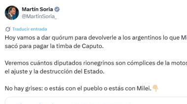 "Vamos a dar cuorum para devolver lo que Milei le sacó para pagar la timba de Caputo"