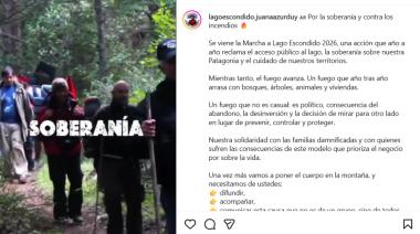 Marcha a Lago Escondido: activistas vuelven al emblemático predio de Joe Lewis en medio de la crisis de incendios en la Patagonia