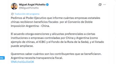 Pichetto le pidió explicaciones a Milei por los millonarios beneficios fiscales que el gobierno le da a empresas chinas