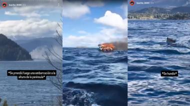 Explosión, fuego y agua helada: un joven sobrevivió nadando al incendio de su lancha en pleno Nahuel Huapi