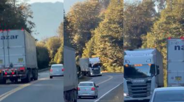 Un camión chileno, realizó maniobras peligrosas y casi los mata a todos