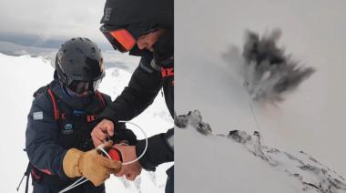 Pisteros de Cerro Catedral realizan detonaciones controladas para prevenir avalanchas