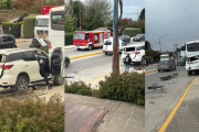 Un micro con egresados chocó a una camioneta cerca del monolito